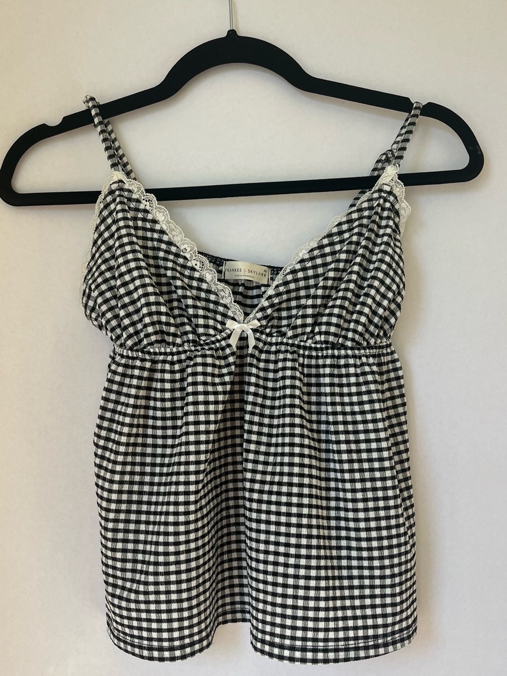 Black & White Gingham Lace Trim Camisole Frankee & Skylarr Baby
